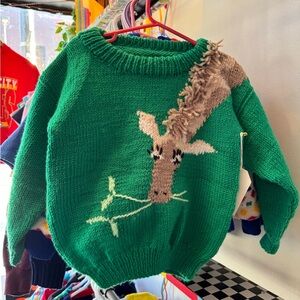 Vintage hand knit wraparound giraffe sweater